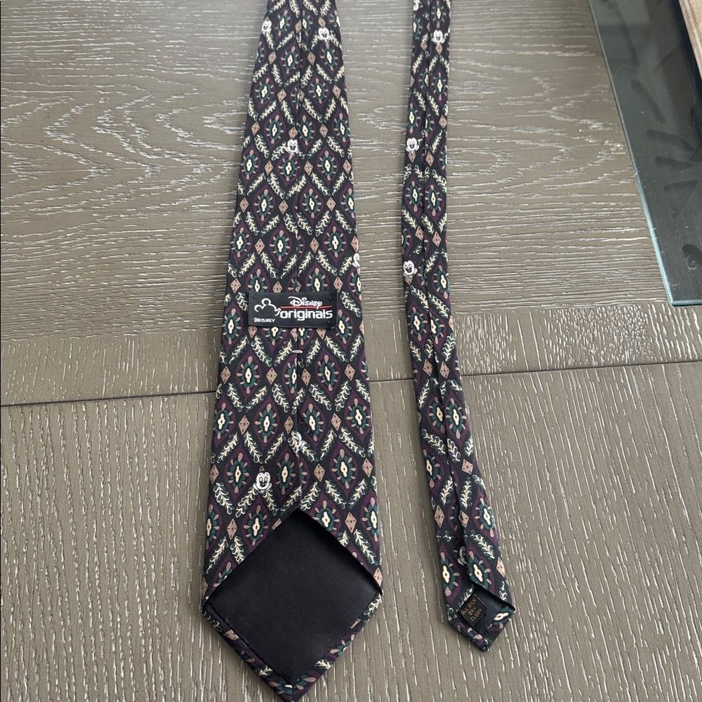 Disney Originals Vintage 90’s Mickey Mouse Purple Teal Patterned 100% Silk Tie